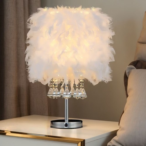 Weiß feder tischlampe - weiß,