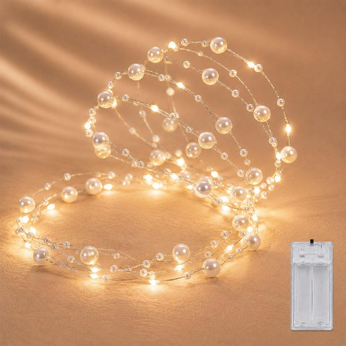 Weiß perlen lichterkette 1m - weiß,