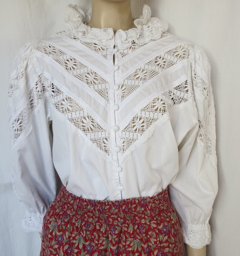 Vintage bluse xl weiß - 42, l