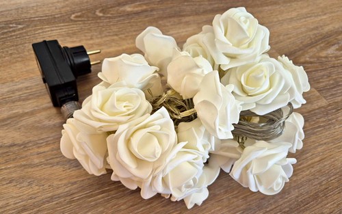 Rosen lichterkette weiß - lichterkette,