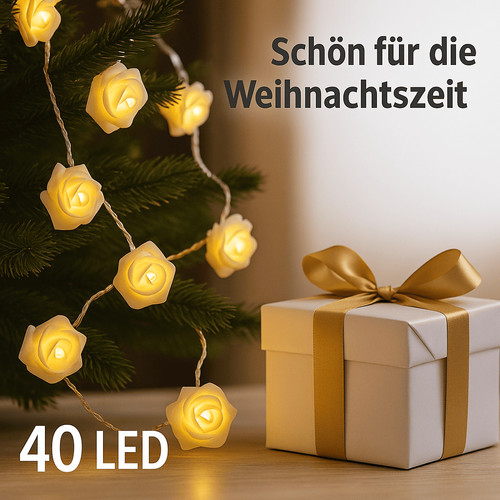 Led lichterkette rosen weiß - lichterkette,