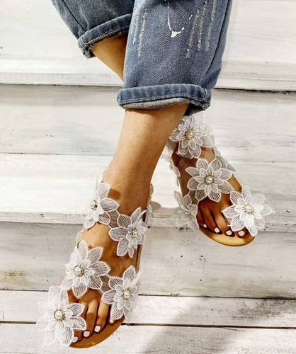 Sandalen damen neu blumen - damen,