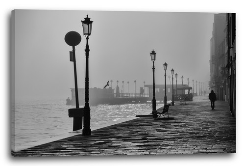 Lein wand bild hafenpromenade - lein-wand-bild,